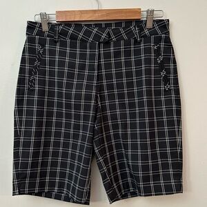 Lady Hagen Black & White Plaid 9" Golf Shorts, Size 4